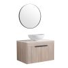 30 " Modern Design Float Bathroom Vanity With Ceramic Basin Set;  Wall Mounted White Oak Vanity With Soft Close Door; KD-Packing;  KD-Packing;  2 Piec