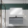 Wall Mounted Single Bathroom Vanity in Ash Gray With Matte Black Solid Surface Vanity Top - Only Top