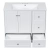 36 Inch Modern Bathroom Vanity with USB Charging, Two Doors and Three Drawers Bathroom Storage Vanity Cabinet