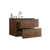Wall Mount 24" Walnut Bathroom Vanity with Ceramic Sink with three faucet holes, Large Storage Floating Bathroom Vanity for Modern Bathroom