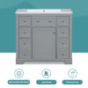 36" Bathroom Vanity without Sink, Cabinet Base Only, One Cabinet and Six Drawers, Grey