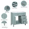 36" Bathroom Vanity without Sink, Cabinet Base Only, Bathroom Cabinet with Drawers, Solid Frame and MDF Board, Green