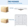 36 Inch Modern Bathroom Vanity with USB Charging, Two Doors and Three Drawers Bathroom Storage Vanity Cabinet