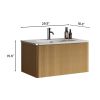 U049-Etna30W-306 Etna 30" Striped Natural Oak Bathroom Vanity with White Ceramic Sink, Wall Mounted Floating Bathroom Vanity for Modern Bathroom