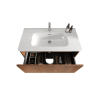 U048-Etna36W-305 Etna 36" Striped Walnut Bathroom Vanity with White Ceramic Sink, Wall Mounted Floating Bathroom Vanity for Modern Bathroom