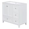 36 Inch Modern Bathroom Vanity with USB Charging, Two Doors and Three Drawers Bathroom Storage Vanity Cabinet