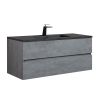 Wall Mounted Single Bathroom Vanity in Ash Gray With Matte Black Solid Surface Vanity Top - Only Top