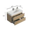 U042-Alice36-106 Alice 36" Oak Bathroom Vanity with Black Sink, Large Storage Wall Mounted Floating Bathroom Vanity for Modern Bathroom