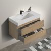 U042-Alice36-106 Alice 36" Oak Bathroom Vanity with Black Sink, Large Storage Wall Mounted Floating Bathroom Vanity for Modern Bathroom
