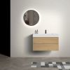 U042-Alice36-106 Alice 36" Oak Bathroom Vanity with Black Sink, Large Storage Wall Mounted Floating Bathroom Vanity for Modern Bathroom