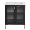 28 Inch Freestanding Bathroom Vanity Plywood With Ceramic Sink, Soft Closing Door (KD-Package)