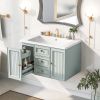 30" Wall Mounted Bathroom Vanity with Sink Combo, Functional Drawer, Solid Wood & MDF Board & Ceramic