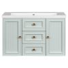 30" Wall Mounted Bathroom Vanity with Sink Combo, Functional Drawer, Solid Wood & MDF Board & Ceramic