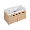LEVISTAR Oak 36 Inch Bathroom Vanity with resin Countertop Sink, 2 Doors Bathroom Cabinet Set