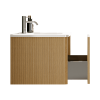 U049-Etna30W-306 Etna 30" Striped Natural Oak Bathroom Vanity with White Ceramic Sink, Wall Mounted Floating Bathroom Vanity for Modern Bathroom