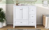 36 Inch Modern Bathroom Vanity with USB Charging, Two Doors and Three Drawers Bathroom Storage Vanity Cabinet