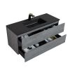 Wall Mounted Single Bathroom Vanity in Ash Gray With Matte Black Solid Surface Vanity Top - Only Top