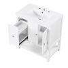 30" Bathroom Vanity with Sink Top, Bathroom Vanity Cabinet with Two Doors and One Drawer, MDF Boards, Solid Wood, One Package, White