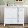 36 Inch Modern Bathroom Vanity with USB Charging, Two Doors and Three Drawers Bathroom Storage Vanity Cabinet