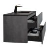 Wall Mounted Single Bathroom Vanity in Ash Gray With Matte Black Solid Surface Vanity Top - Only Top