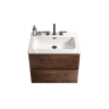 Wall Mount 24" Walnut Bathroom Vanity with Ceramic Sink with three faucet holes, Large Storage Floating Bathroom Vanity for Modern Bathroom