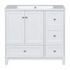 36 Inch Modern Bathroom Vanity with USB Charging, Two Doors and Three Drawers Bathroom Storage Vanity Cabinet