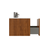 U048-Etna36W-305 Etna 36" Striped Walnut Bathroom Vanity with White Ceramic Sink, Wall Mounted Floating Bathroom Vanity for Modern Bathroom