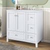 36 Inch Modern Bathroom Vanity with USB Charging, Two Doors and Three Drawers Bathroom Storage Vanity Cabinet