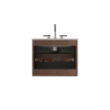 Wall Mount 24" Walnut Bathroom Vanity with Ceramic Sink with three faucet holes, Large Storage Floating Bathroom Vanity for Modern Bathroom