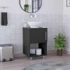 Gouda 18" Single Bathroom Vanity, One Open Shelf, Single Door Cabinet -Black