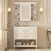 36'' Bathroom Vanity with Medicine Cabinet, Modern Mirror Cabinet with Adjustable Shelf, Bathroom Storage Cabinet with 4 Drawers