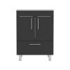 Velloc Single Bathroom Vanity, Double Door Cabinet, One Drawer -Black