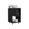 Gouda 18" Single Bathroom Vanity, One Open Shelf, Single Door Cabinet -Black