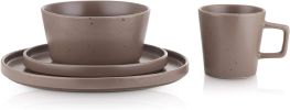 Stone Lain Coupe Dinnerware Set, Service For 4, Matte Brown