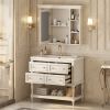 36'' Bathroom Vanity with Medicine Cabinet, Modern Mirror Cabinet with Adjustable Shelf, Bathroom Storage Cabinet with 4 Drawers