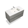 36'' Wall Mounted Single Bathroom Vanity in Ash Gray With White Solid Surface Vanity Top