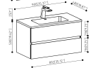 36'' Wall Mounted Single Bathroom Vanity in Ash Gray With White Solid Surface Vanity Top