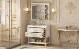 36'' Bathroom Vanity with Medicine Cabinet, Modern Mirror Cabinet with Adjustable Shelf, Bathroom Storage Cabinet with 4 Drawers