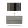36'' Wall Mounted Single Bathroom Vanity in Ash Gray With White Solid Surface Vanity Top