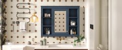 35'' x 27.5'' Medicine Cabinet, Wall Mounted Bathroom Storage Cabinet, Modern Bathroom Wall Cabinet with Mirror